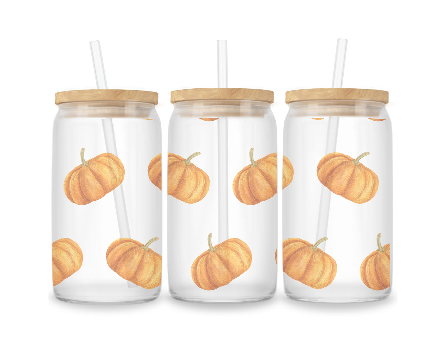 16 OZ Glass Can Autumn Design