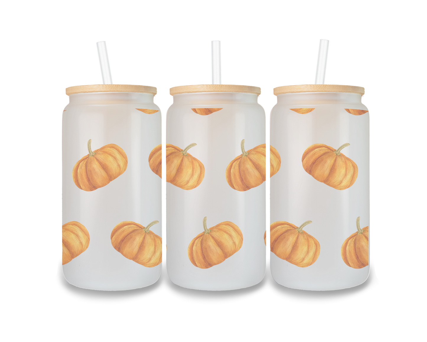 16 OZ Glass Can Autumn Design
