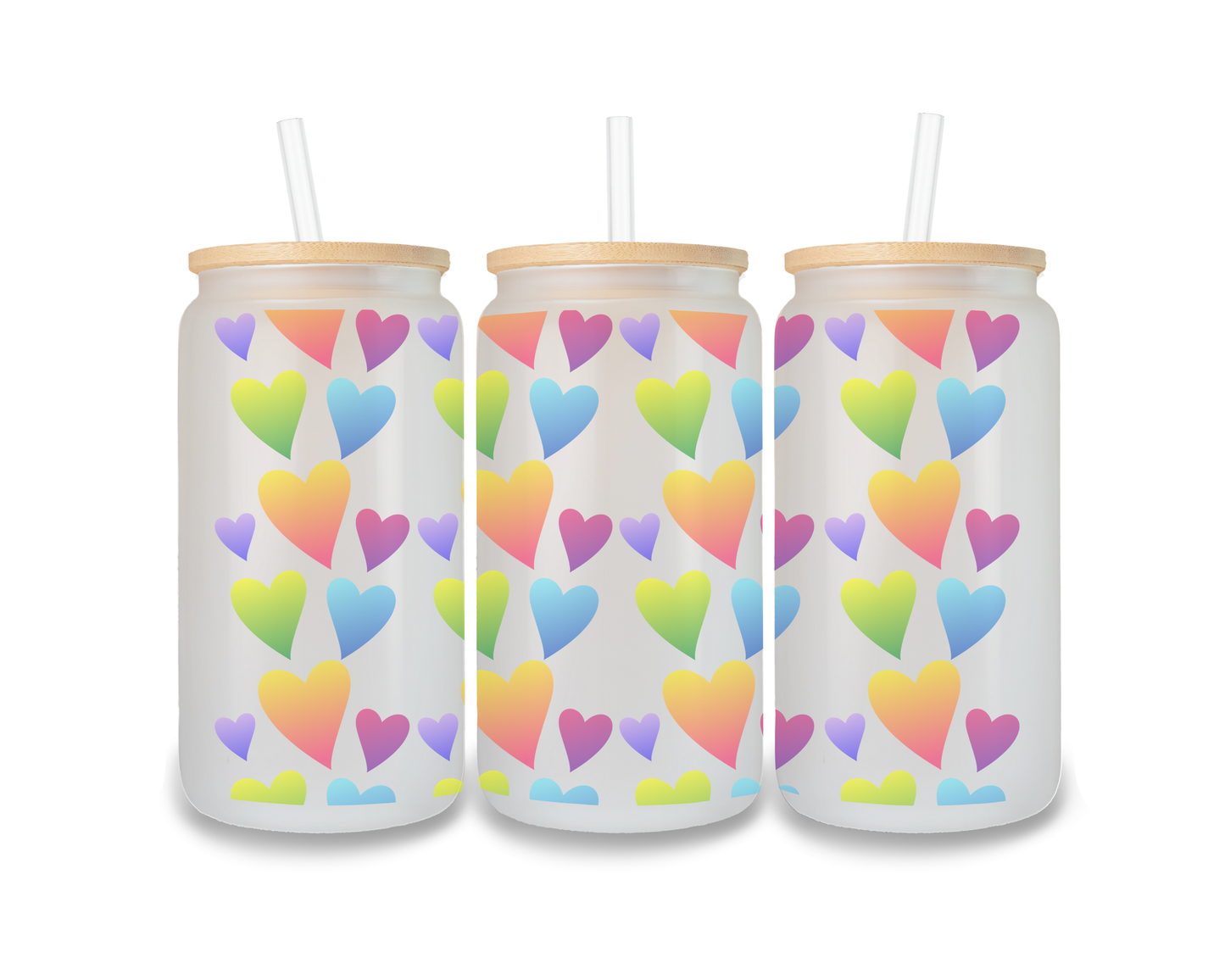 16 OZ Glass Can Heart Design