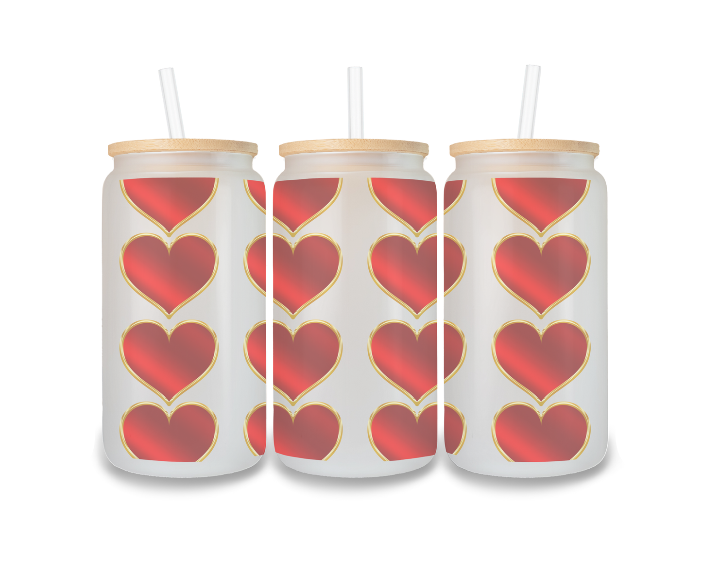 16 OZ Glass Can Heart Design