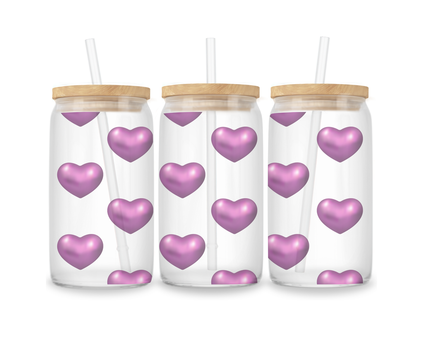 16 OZ Glass Can Heart Design