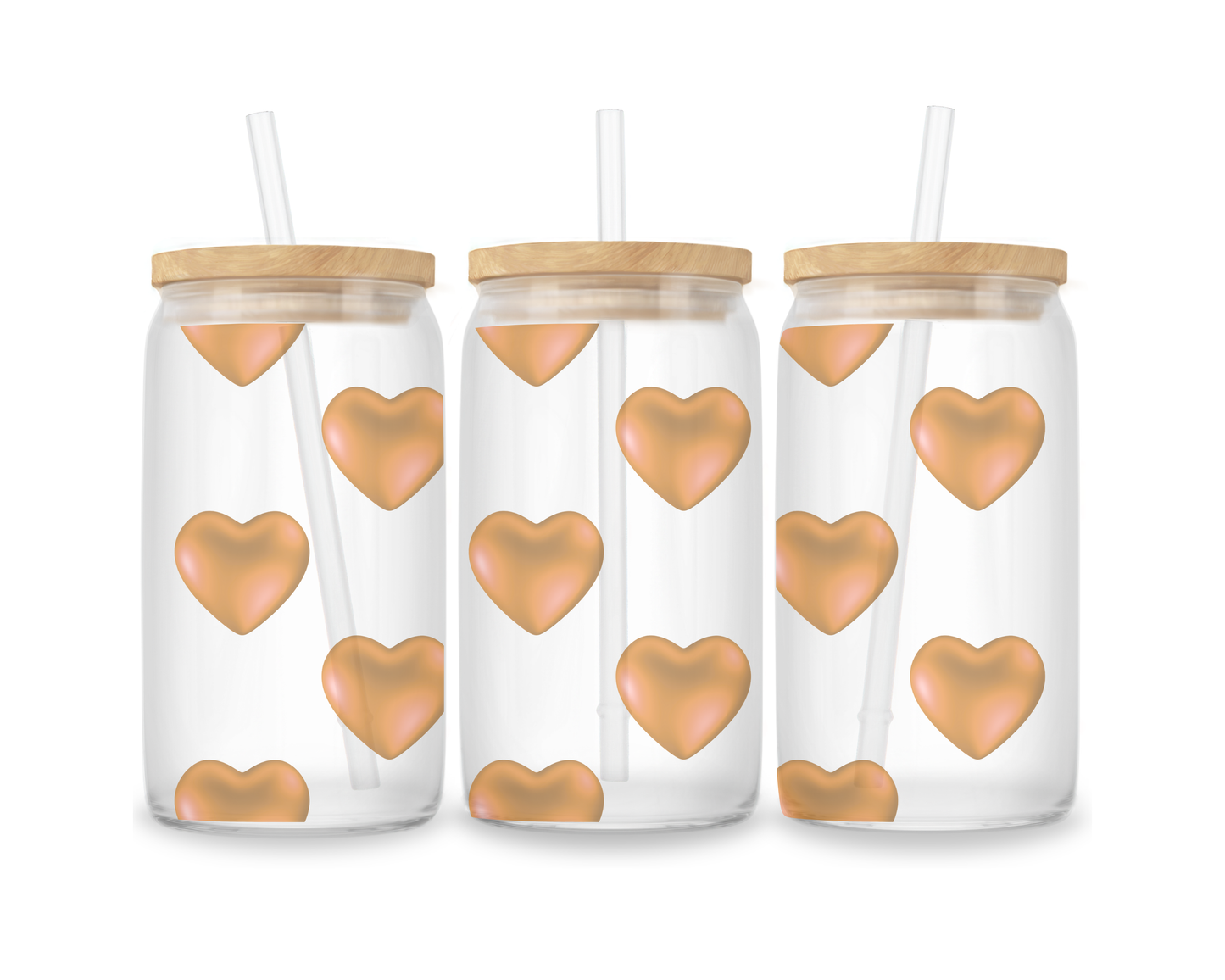16 OZ Glass Can Heart Design