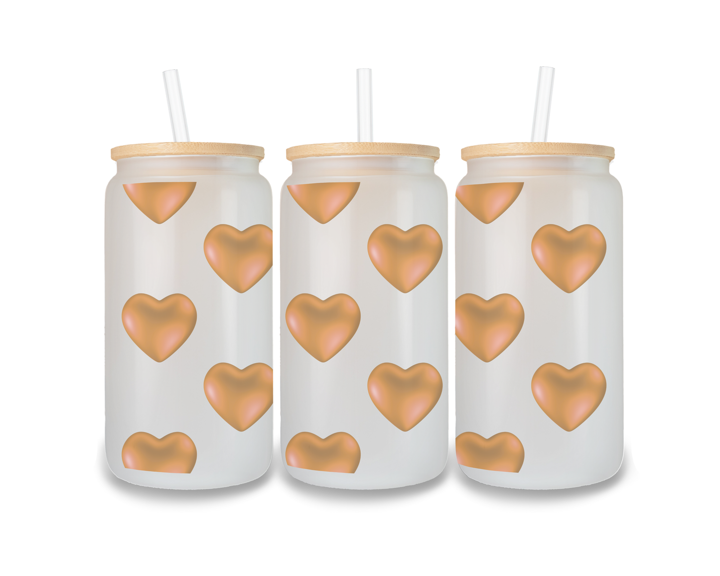 16 OZ Glass Can Heart Design