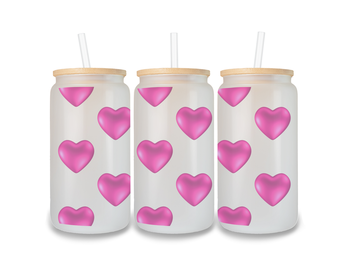 16 OZ Glass Can Heart Design