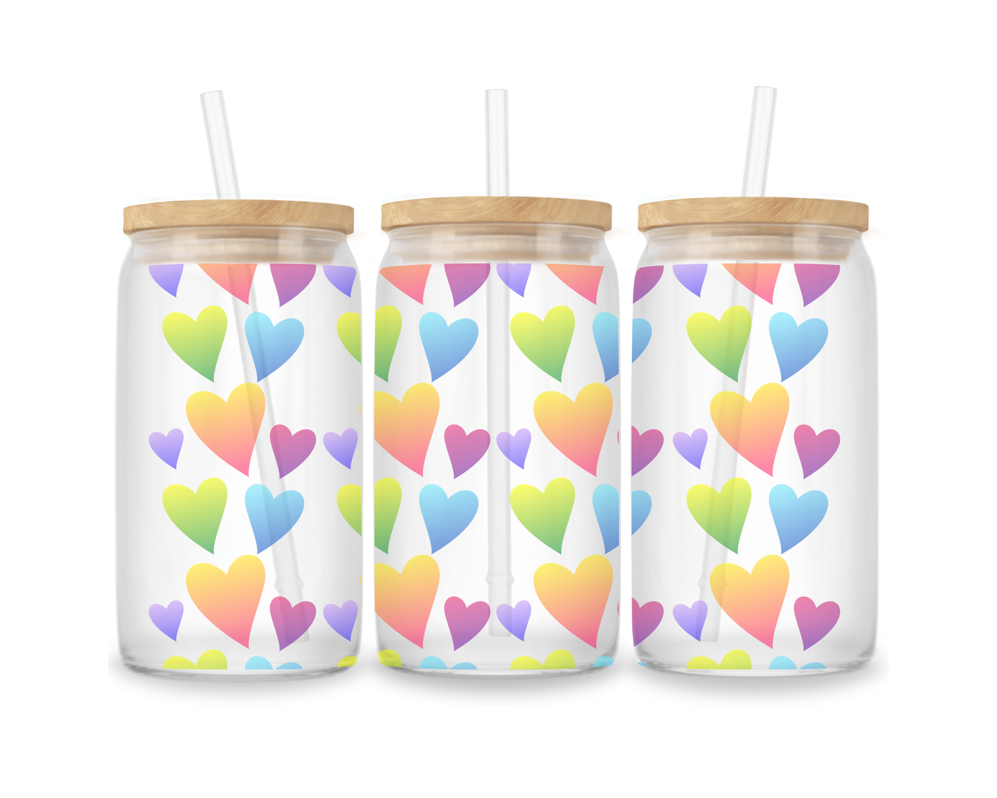 16 OZ Glass Can Heart Design