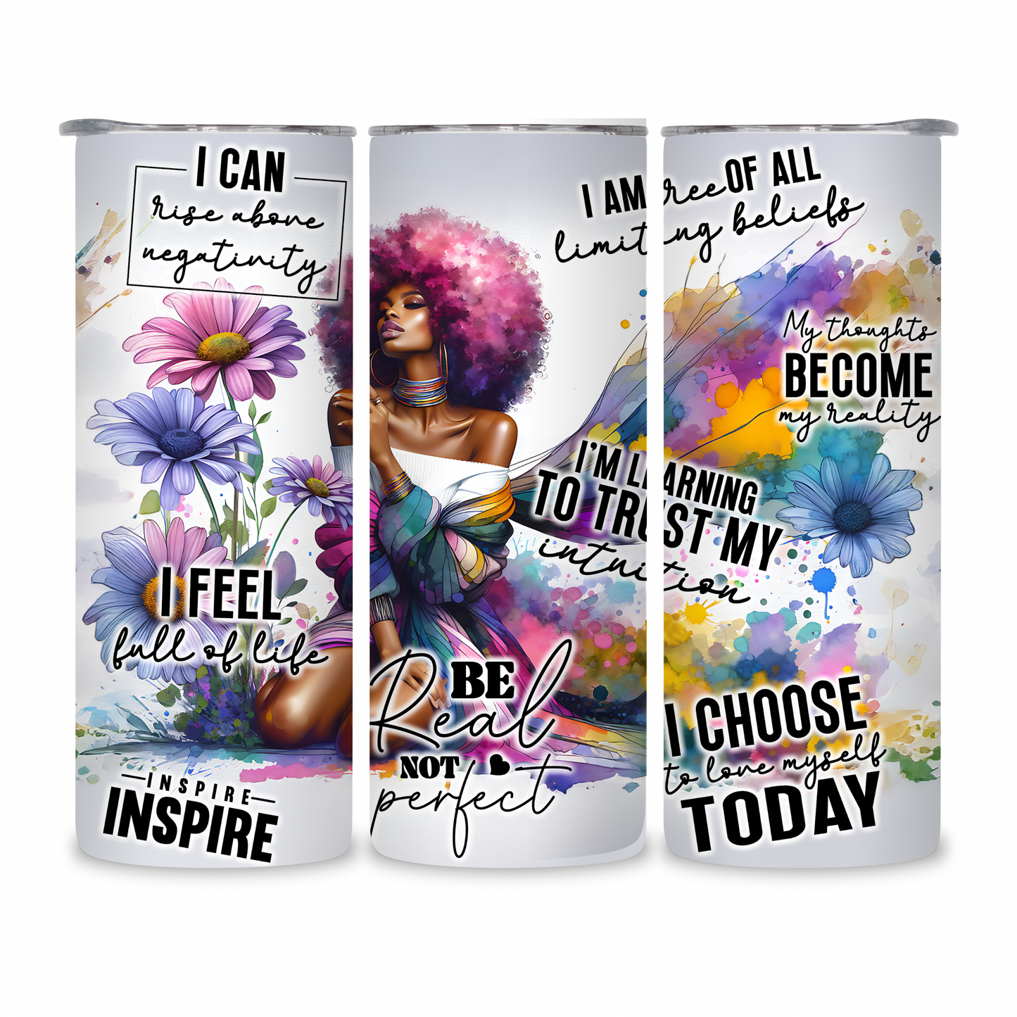 20 OZ Animated Positive Affirmations Stainless Steel Tumblers