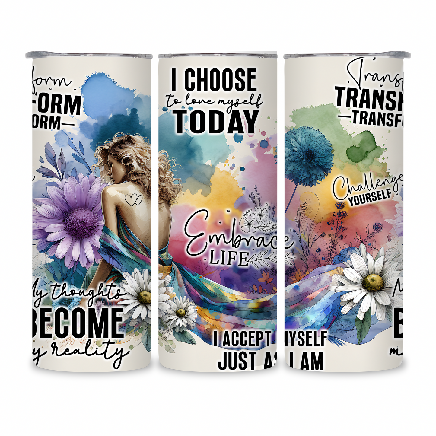 20 OZ Animated Positive Affirmations Stainless Steel Tumblers