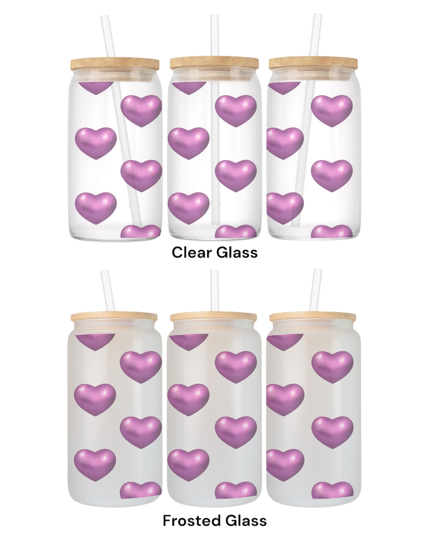 16 OZ Glass Can Heart Design