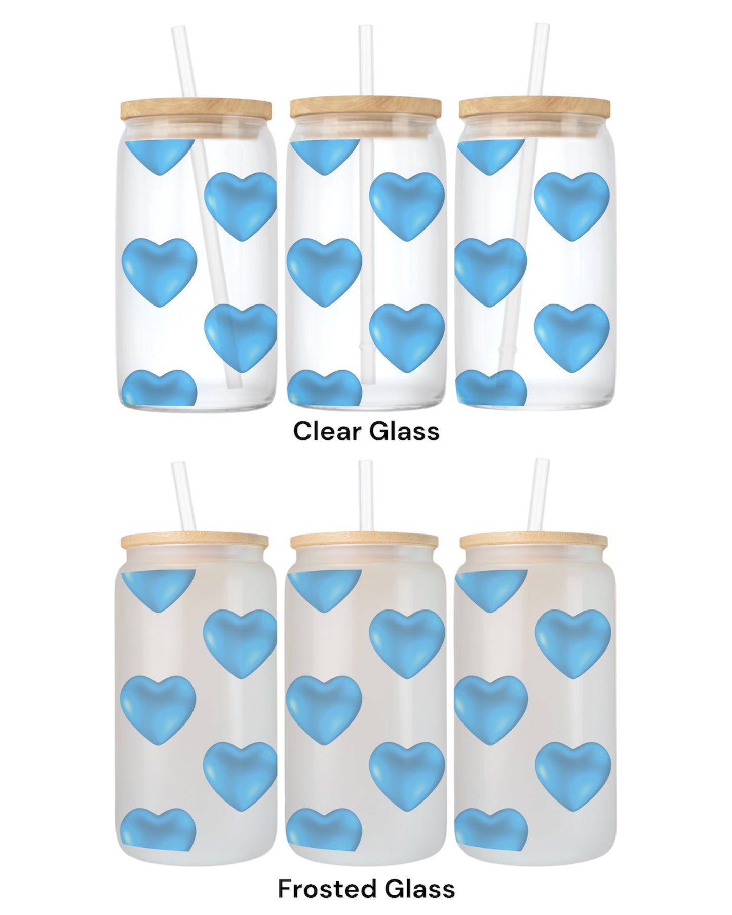 16 OZ Glass Can Heart Design