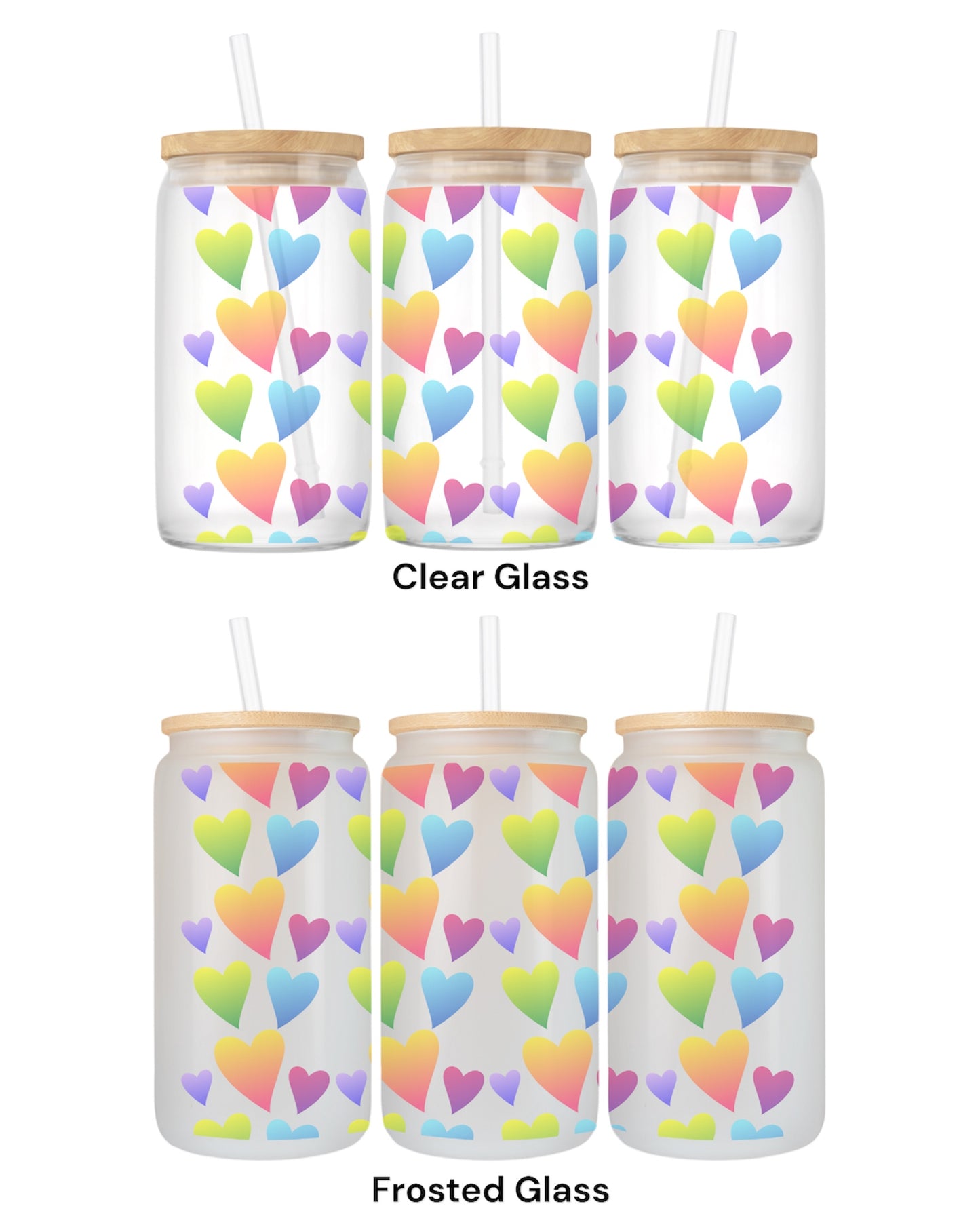 16 OZ Glass Can Heart Design