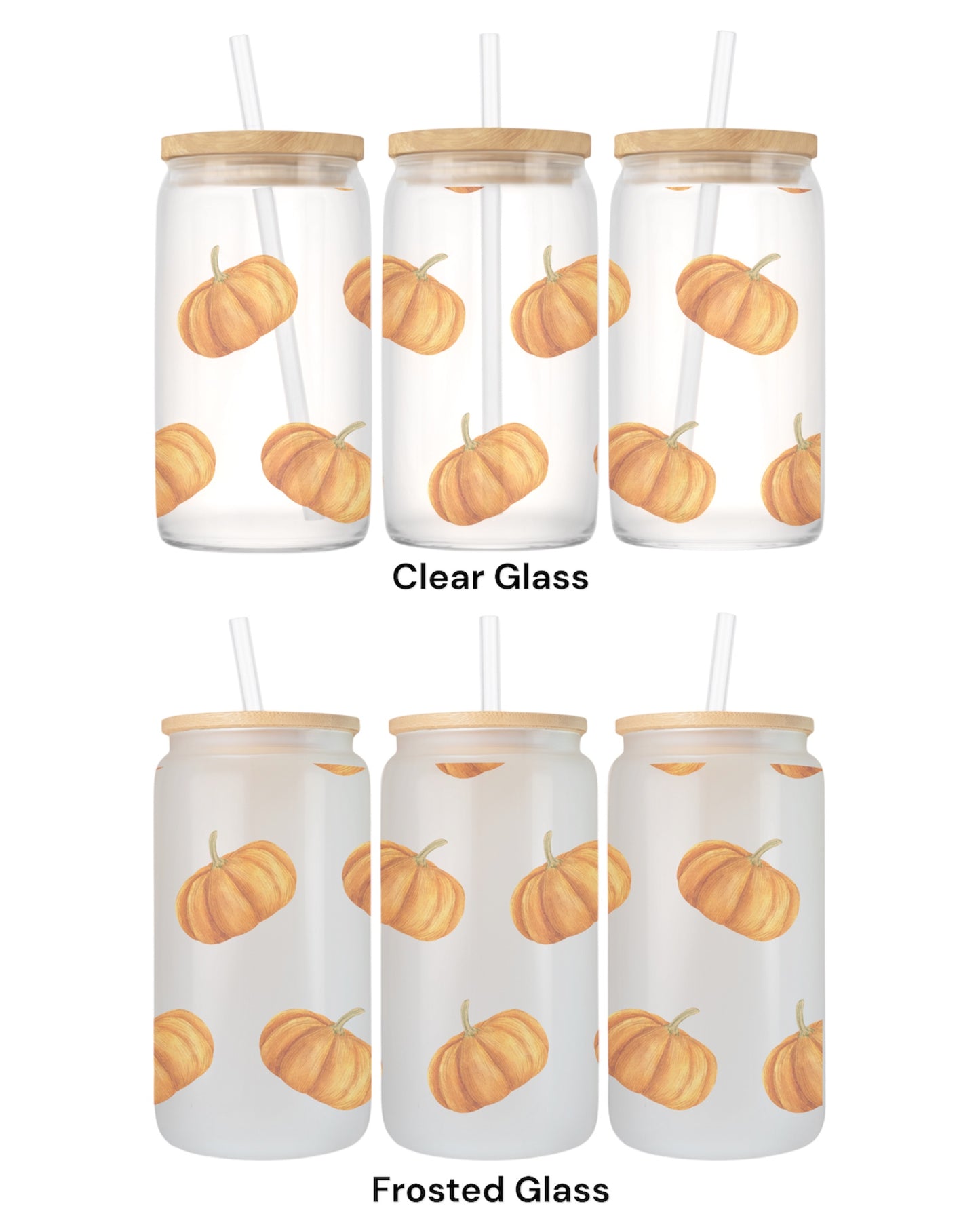16 OZ Glass Can Autumn Design