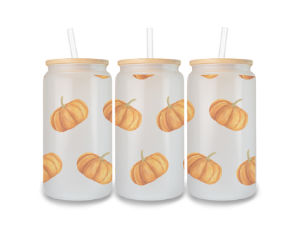 16 OZ Glass Can Autumn Design