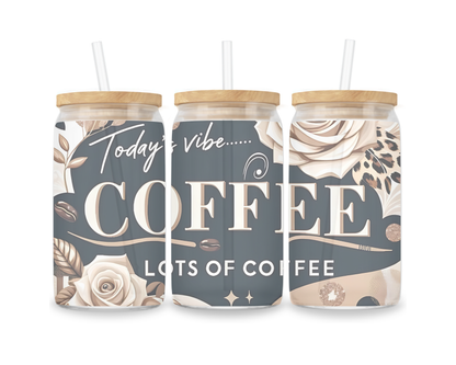 16 OZ Glass Can Coffee Design