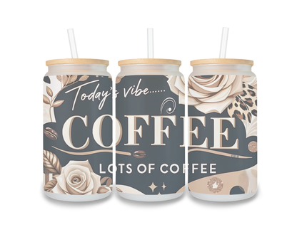 16 OZ Glass Can Coffee Design
