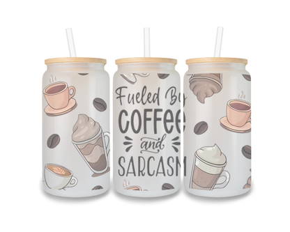 16 OZ Glass Can Coffee Design