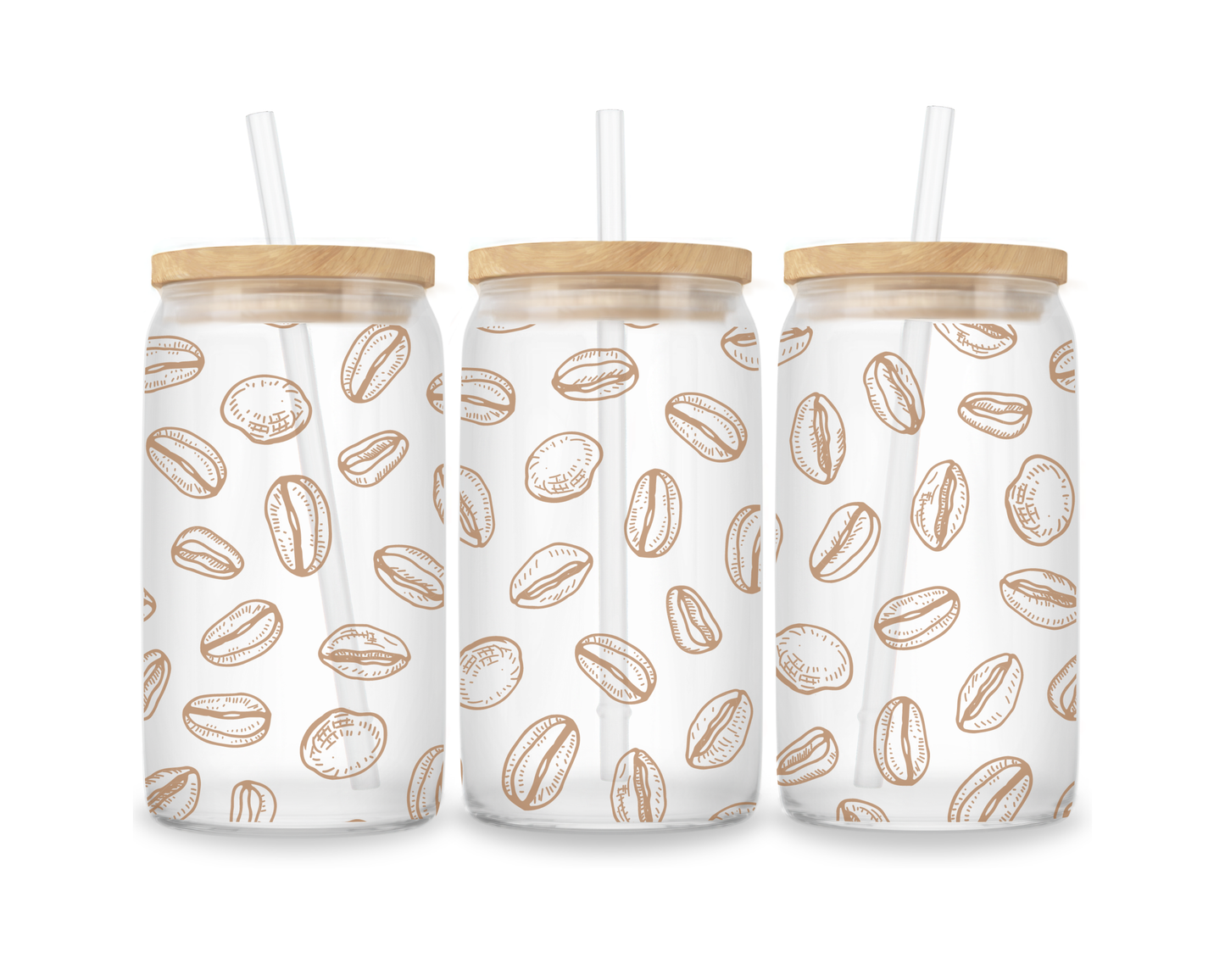 16 OZ Glass Can Coffee Design