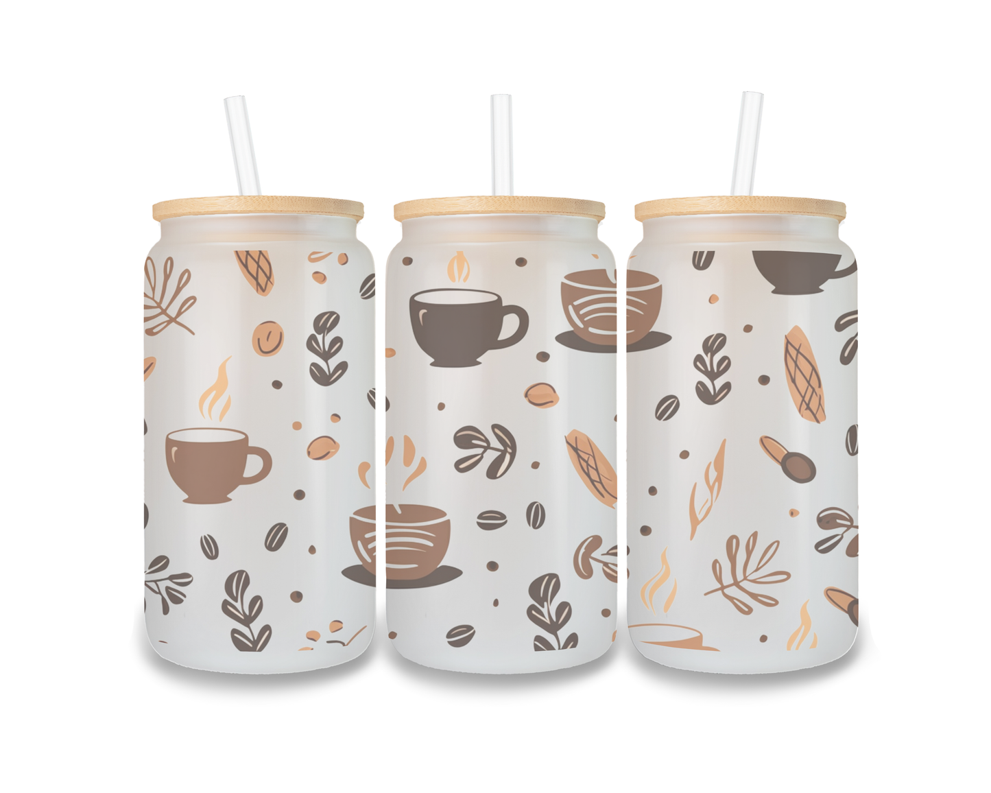16 OZ Glass Can Coffee Design