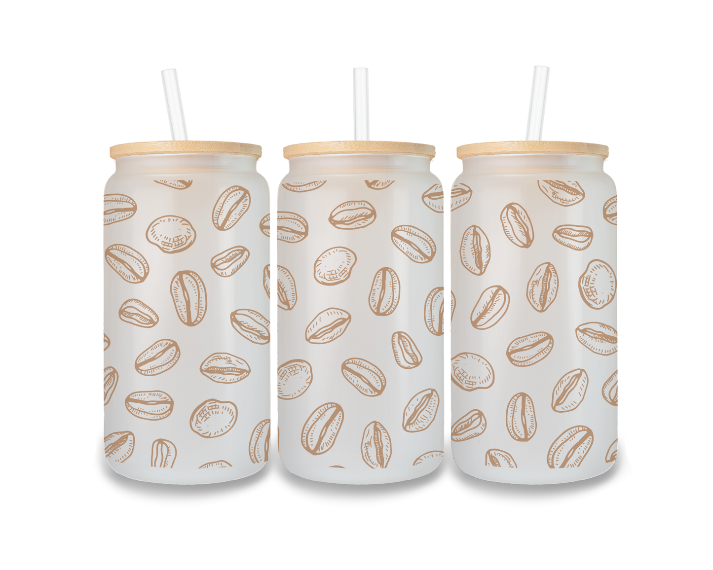 16 OZ Glass Can Coffee Design
