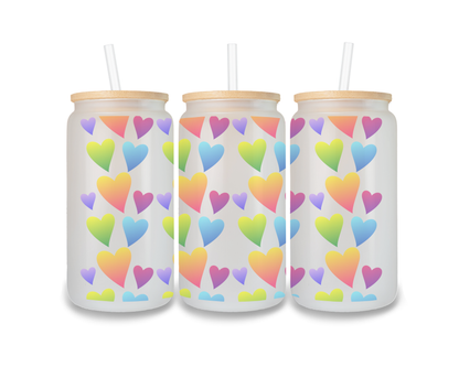 16 OZ Glass Can Heart Design