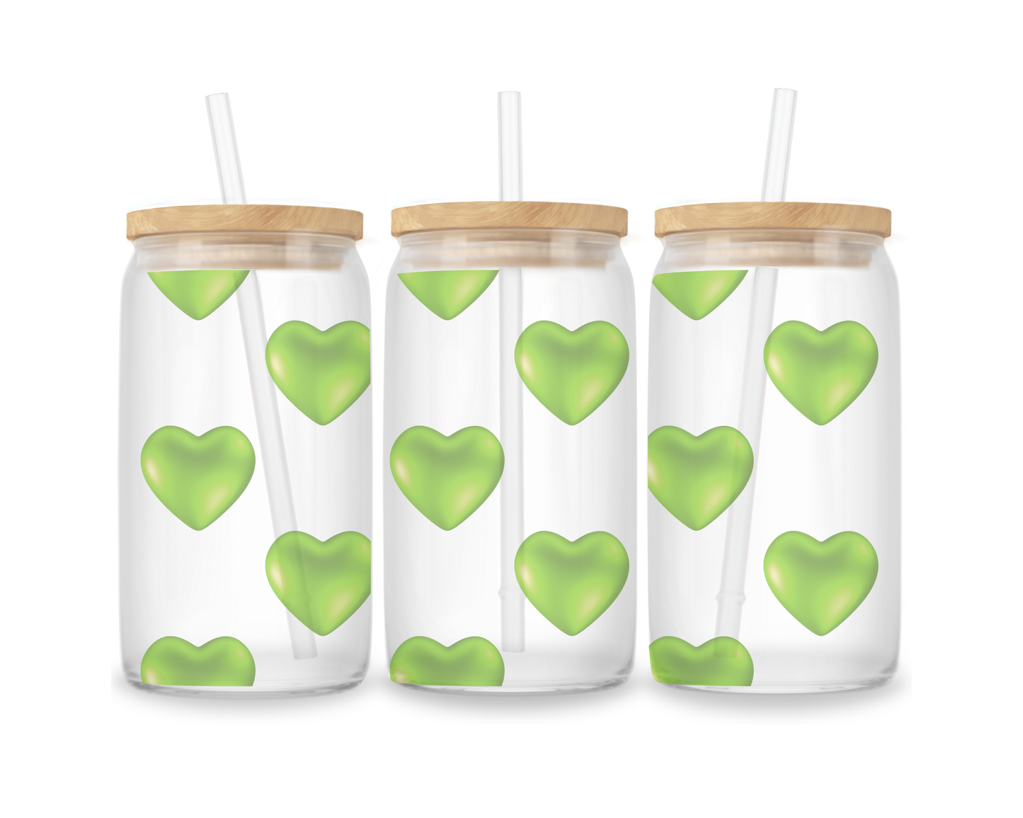 16 OZ Glass Can Heart Design