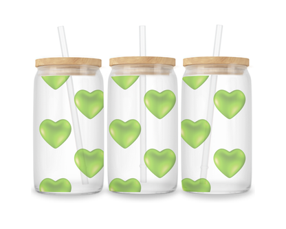 16 OZ Glass Can Heart Design