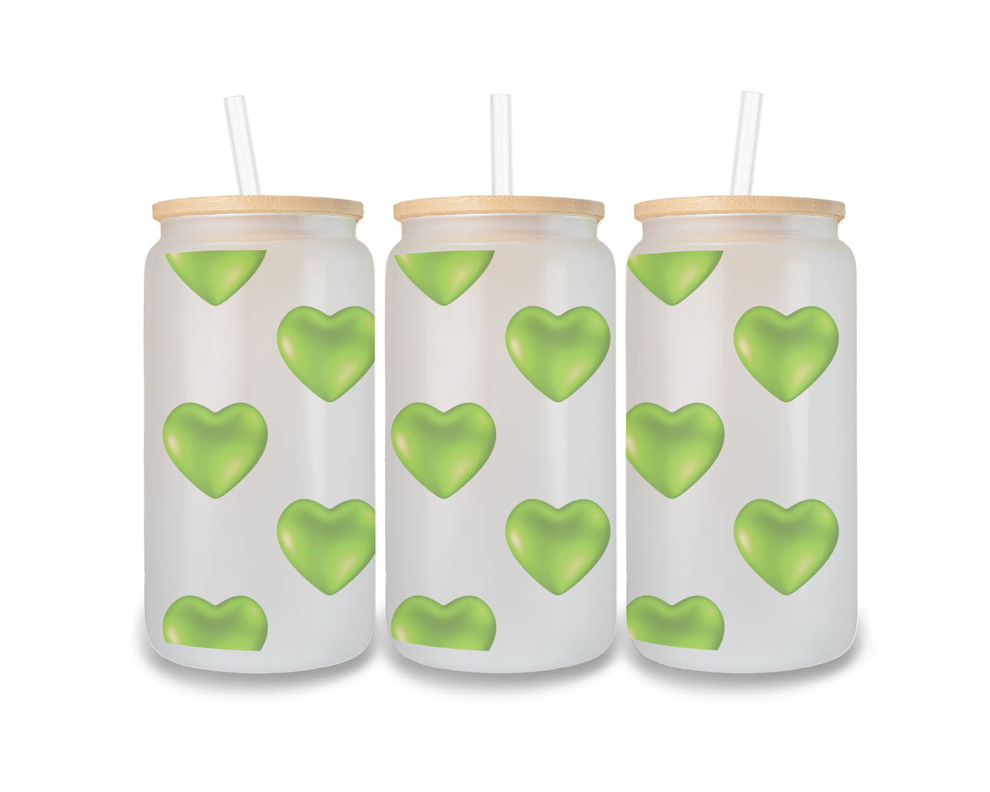 16 OZ Glass Can Heart Design