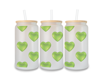 16 OZ Glass Can Heart Design
