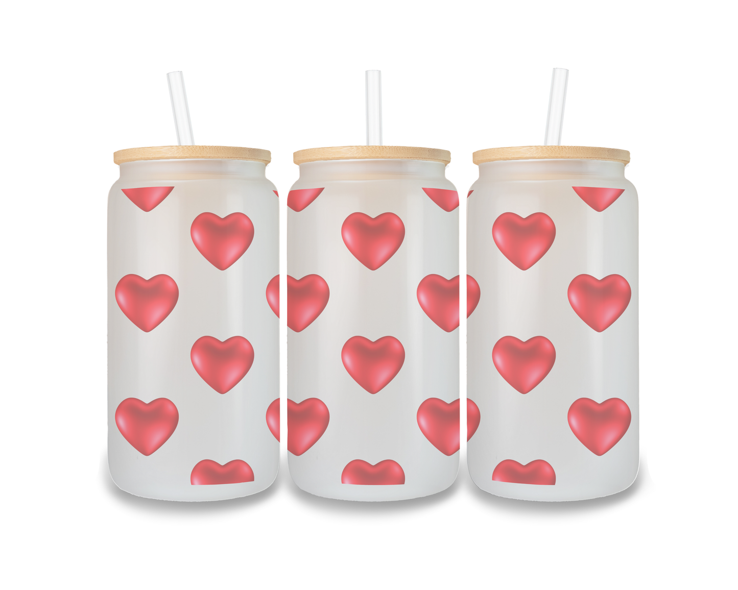 16 OZ Glass Can Heart Design