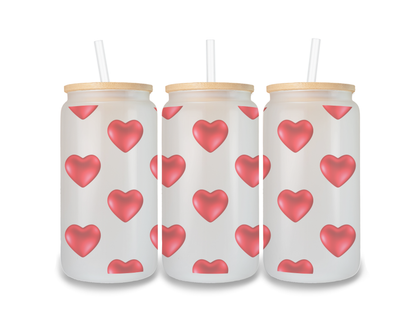 16 OZ Glass Can Heart Design