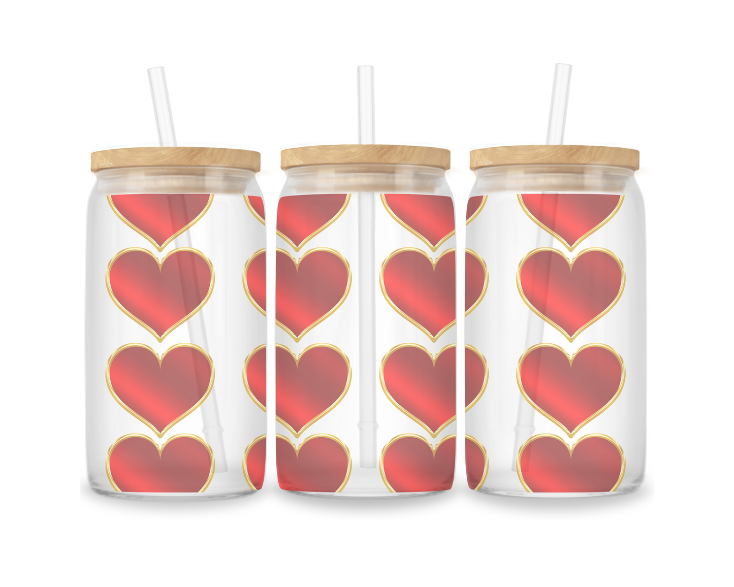 16 OZ Glass Can Heart Design