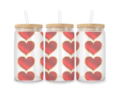 16 OZ Glass Can Heart Design