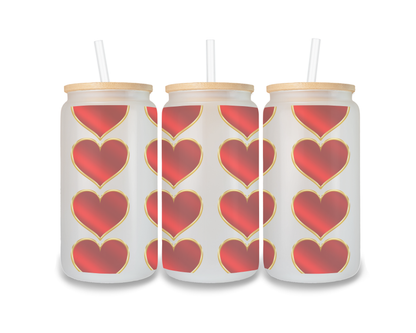 16 OZ Glass Can Heart Design