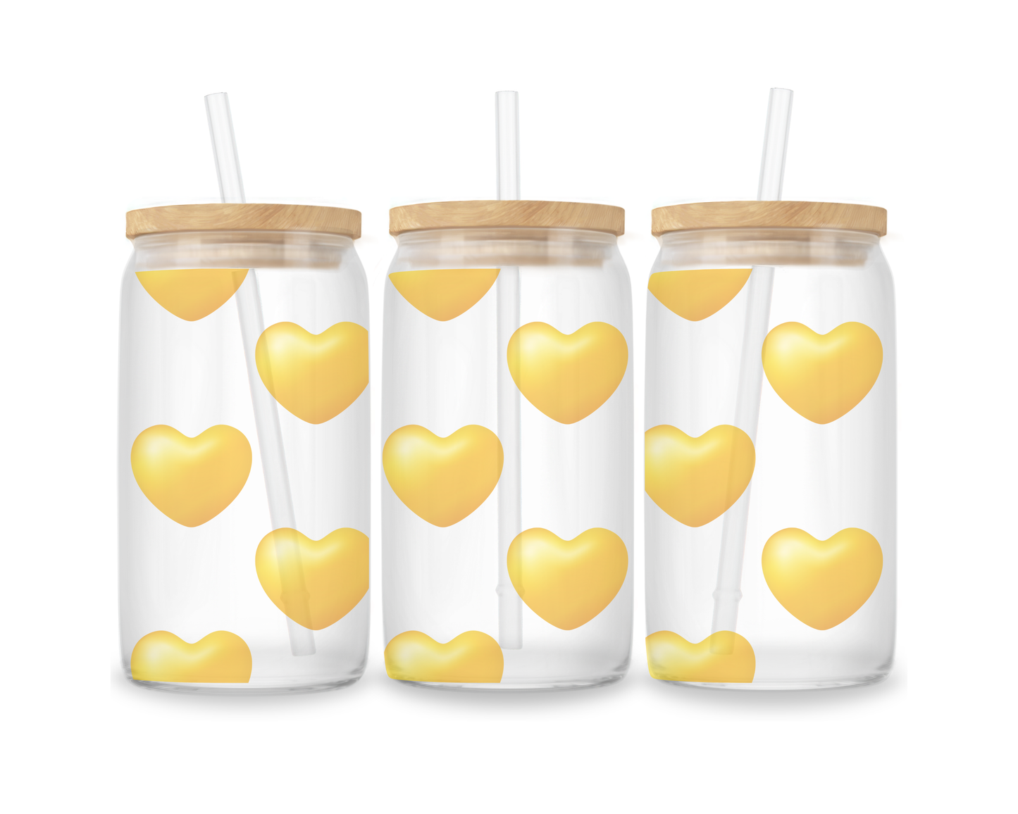 16 OZ Glass Can Heart Design
