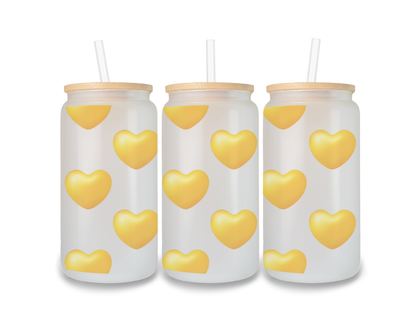 16 OZ Glass Can Heart Design