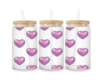 16 OZ Glass Can Heart Design