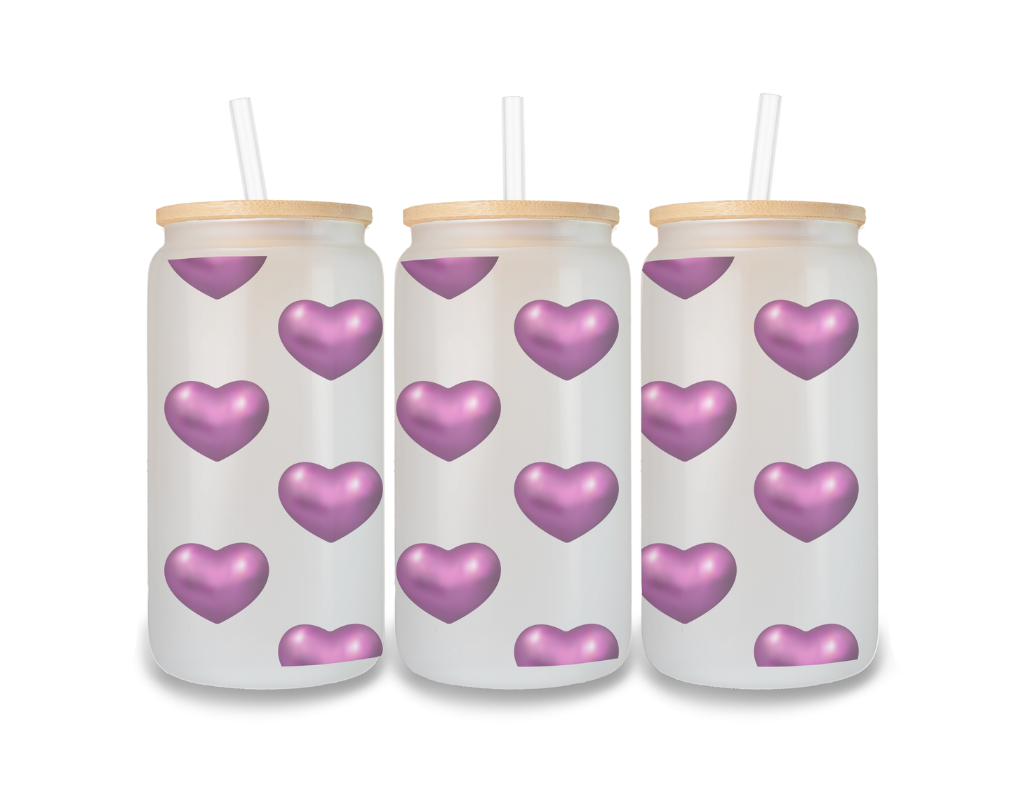 16 OZ Glass Can Heart Design