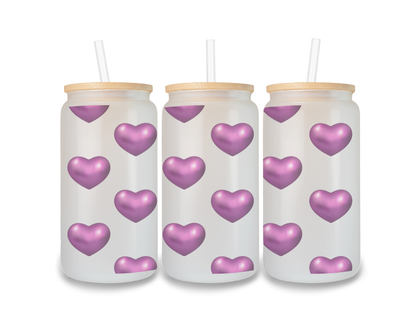 16 OZ Glass Can Heart Design