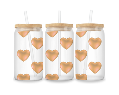 16 OZ Glass Can Heart Design