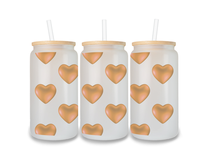 16 OZ Glass Can Heart Design