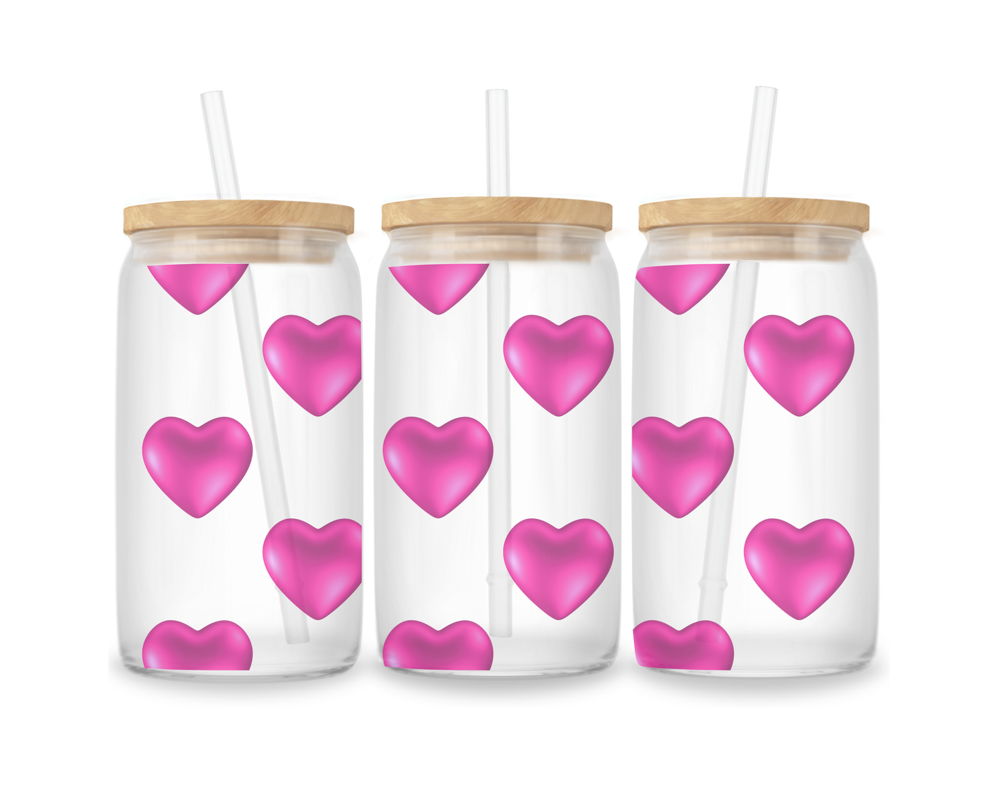 16 OZ Glass Can Heart Design