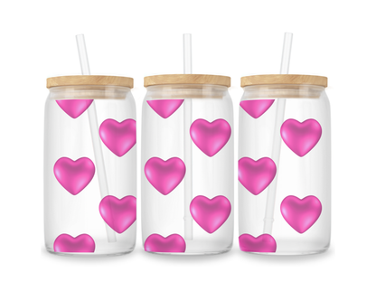 16 OZ Glass Can Heart Design