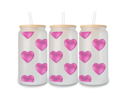 16 OZ Glass Can Heart Design