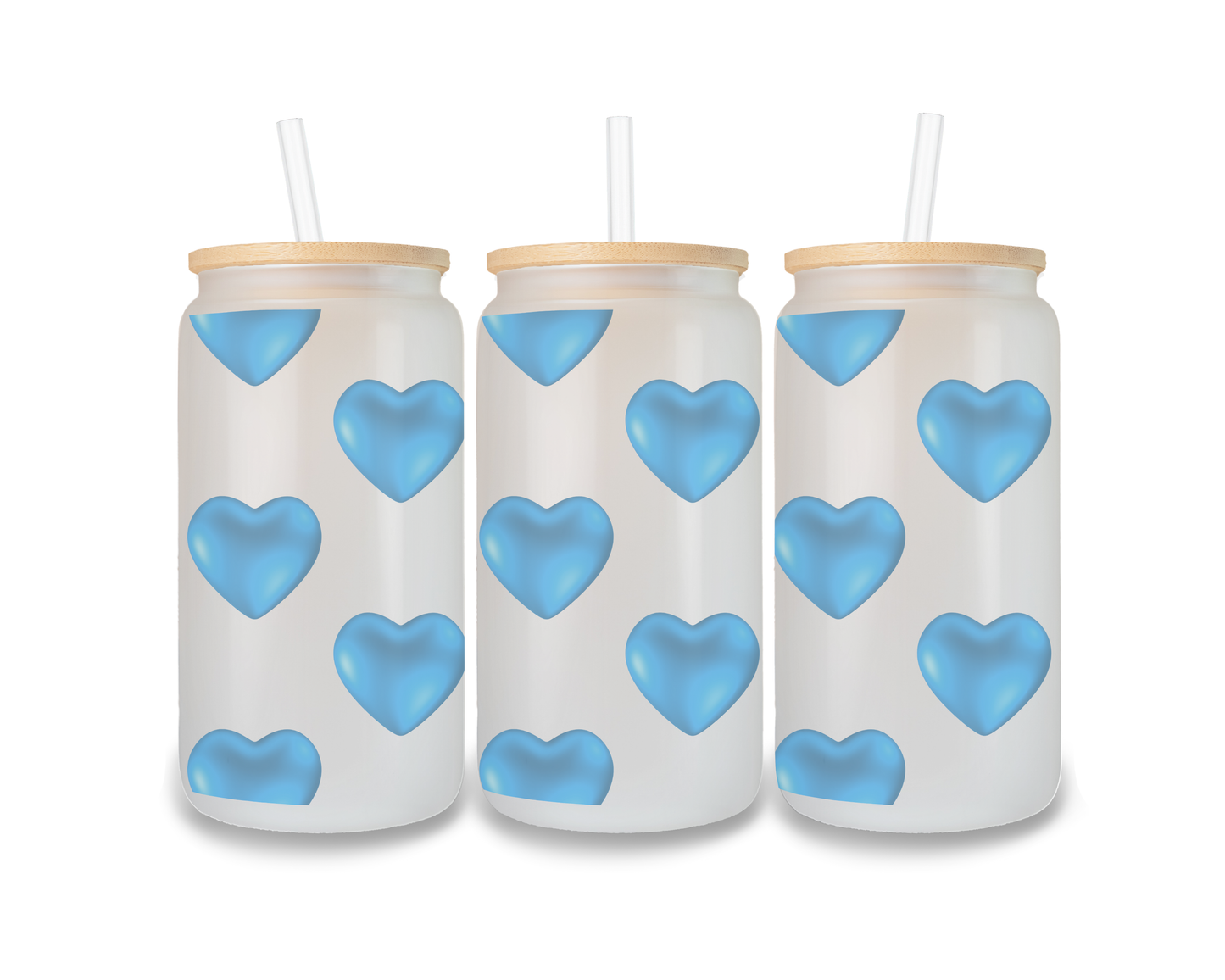 16 OZ Glass Can Heart Design