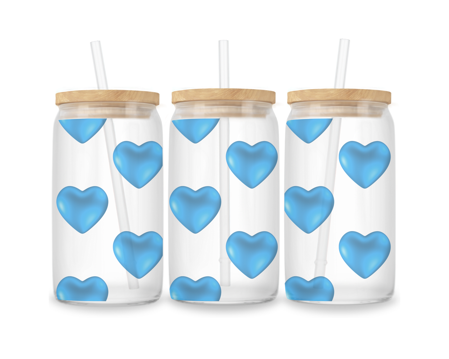 16 OZ Glass Can Heart Design