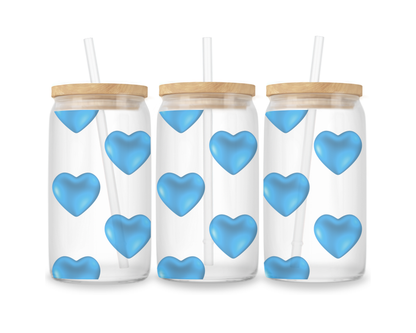 16 OZ Glass Can Heart Design