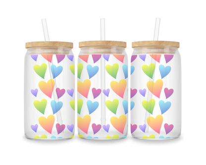 16 OZ Glass Can Heart Design