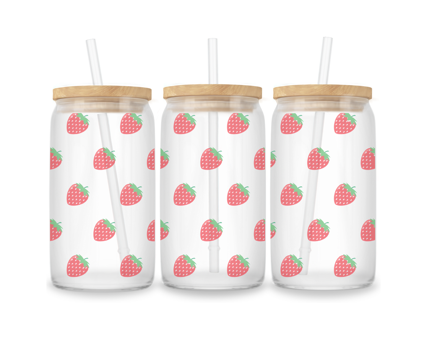 16 OZ Glass Can Fruit Design