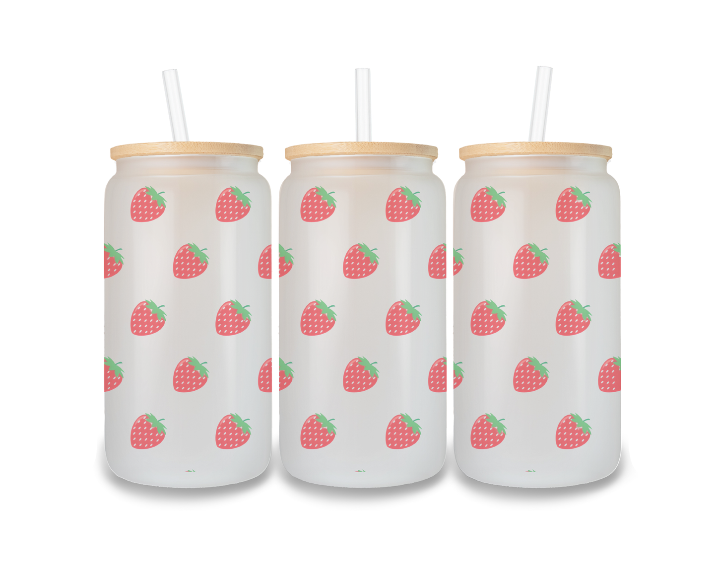16 OZ Glass Can Fruit Design