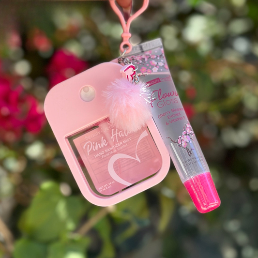 Beauty Creations Hand Sanitizer Keychain W/ Flower Gloss