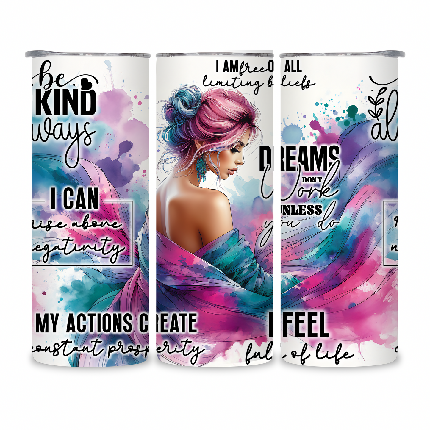20 OZ Animated Positive Affirmations Stainless Steel Tumblers